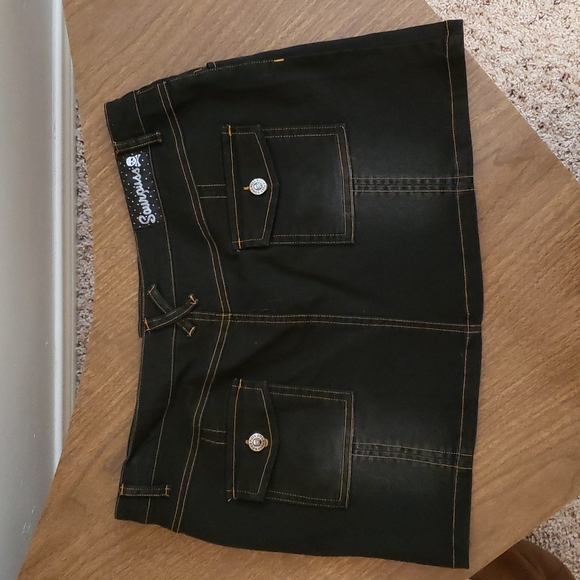 Sourpuss Dark Denim Mini Skirt - Picture 2 of 5